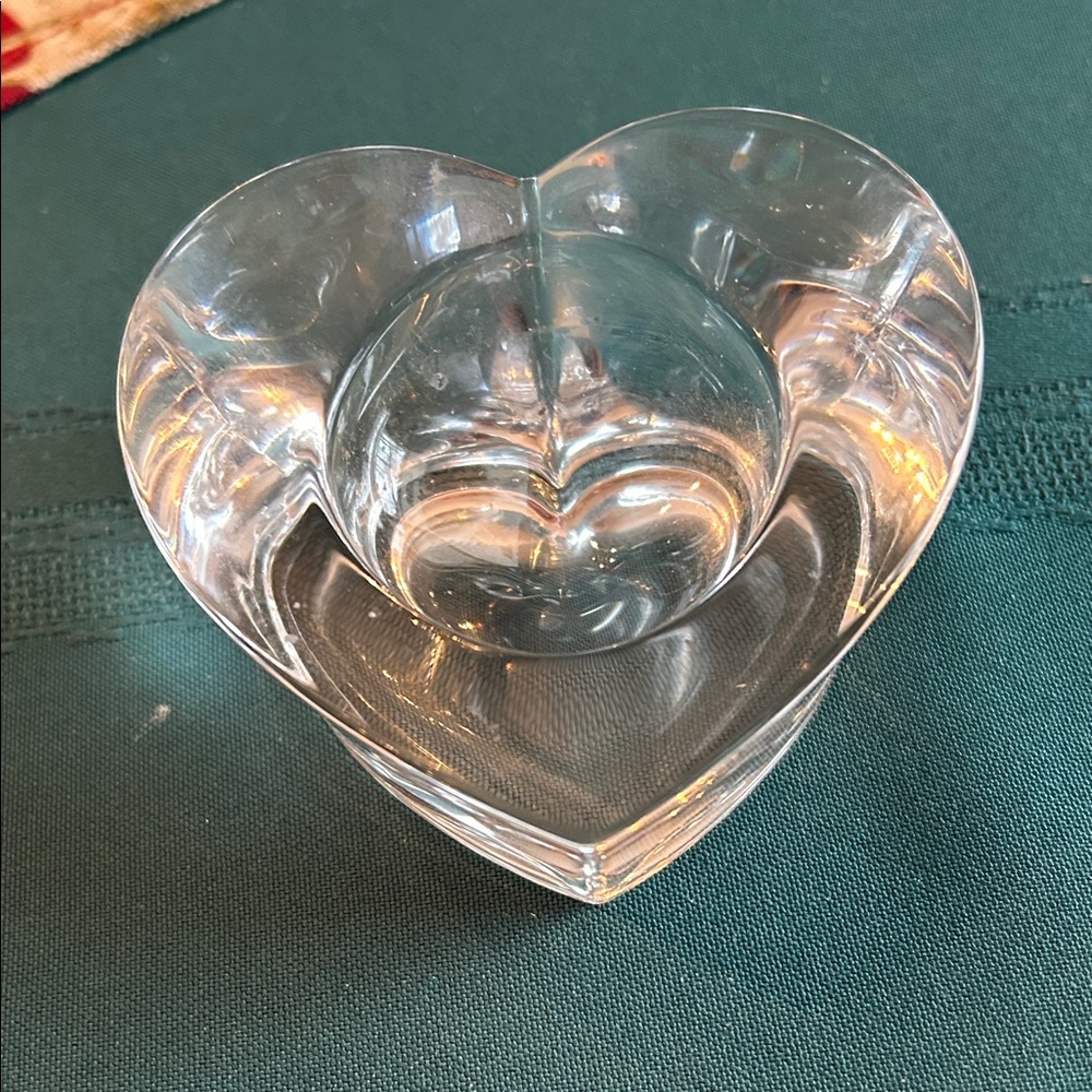 Crystal d’Arques France Art Glass Heart Candle Holder